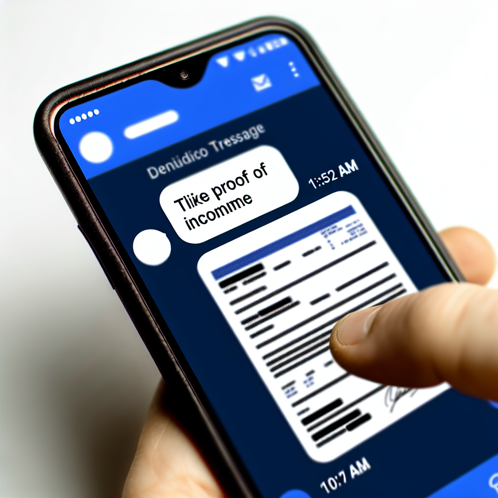Screenshot of a WhatsApp message showing income proof